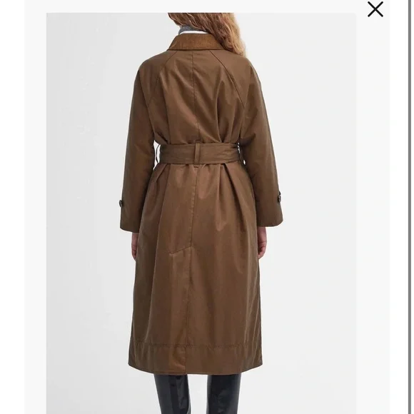 Barbour Marianne Waxed Cotton Trench Coat Size 12 USA